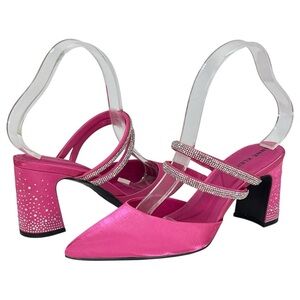 Anne Klein Bourbon Pink Rhinestone Strap Womens Heels Size 8M